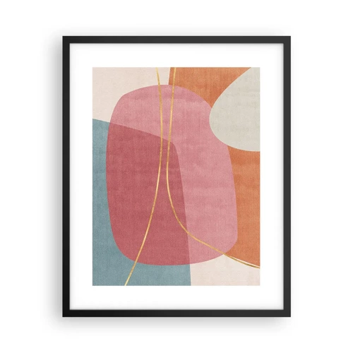 Poster in black frame - Pastel Composition with a Golden Note - 40x50 cm