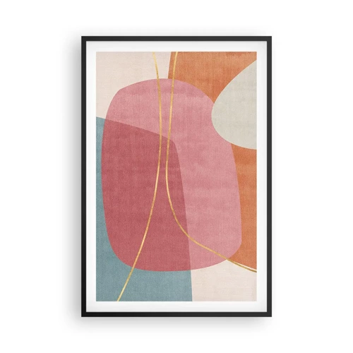 Poster in black frame - Pastel Composition with a Golden Note - 61x91 cm