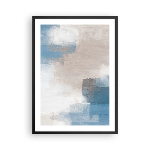 Poster in black frame - Pink Abstract with a Blue Curtain - 50x70 cm