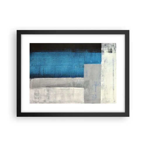 Poster in black frame - Poetic Composition of Blue and Grey - 40x30 cm