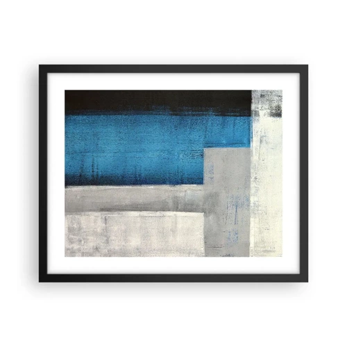 Poster in black frame - Poetic Composition of Blue and Grey - 50x40 cm