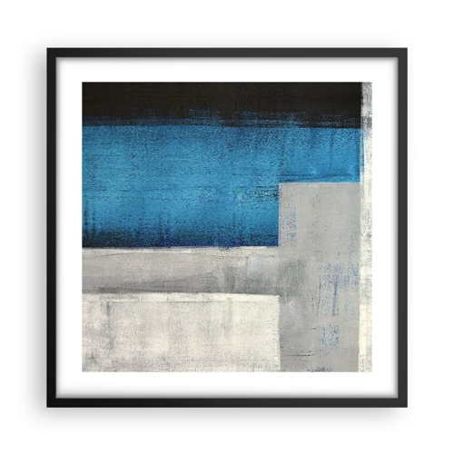 Poster in black frame - Poetic Composition of Blue and Grey - 50x50 cm