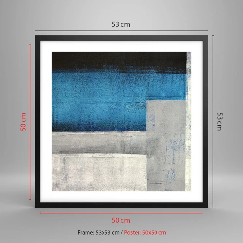 Poster in black frame - Poetic Composition of Blue and Grey - 50x50 cm