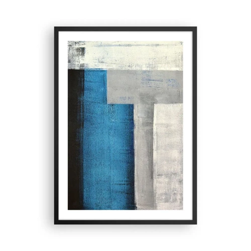 Poster in black frame - Poetic Composition of Blue and Grey - 50x70 cm
