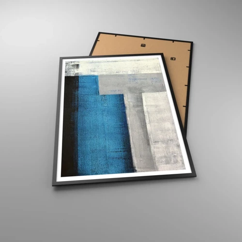 Poster in black frame - Poetic Composition of Blue and Grey - 70x100 cm