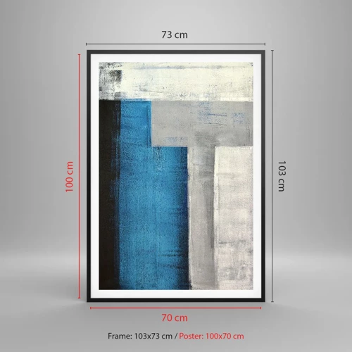 Poster in black frame - Poetic Composition of Blue and Grey - 70x100 cm