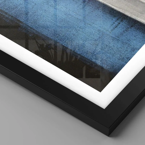 Poster in black frame - Poetic Composition of Blue and Grey - 70x100 cm