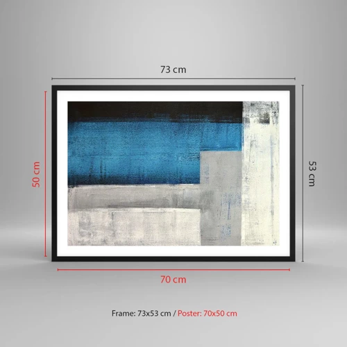 Poster in black frame - Poetic Composition of Blue and Grey - 70x50 cm