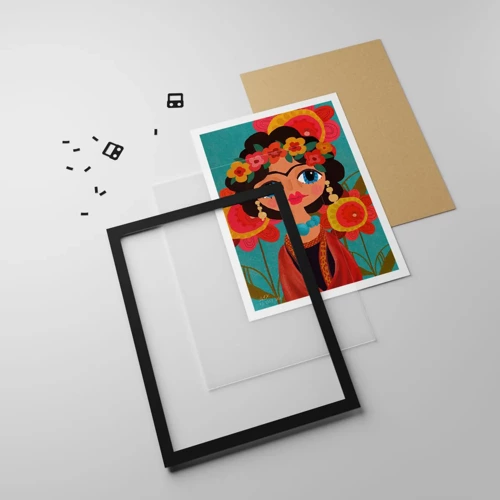 Poster in black frame - Poppy Lady - 50x70 cm