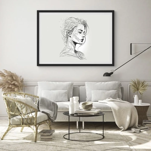 Poster in black frame - Portrait in Thoughts - 70x50 cm