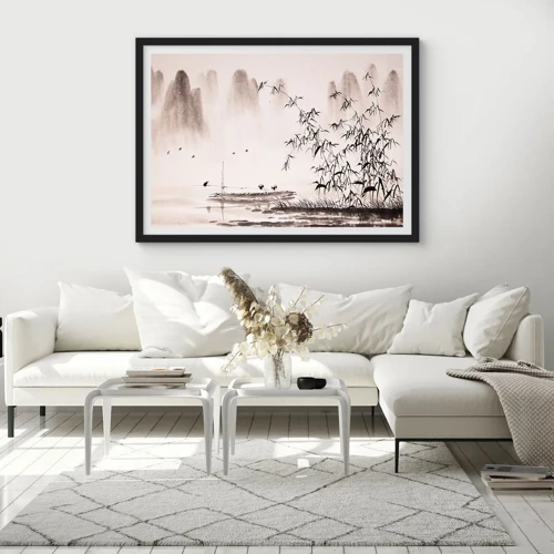 Poster in black frame - Quiet As a Rice Field - 70x50 cm