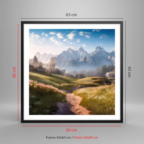 Poster in black frame - Quiet Valley - 60x60 cm