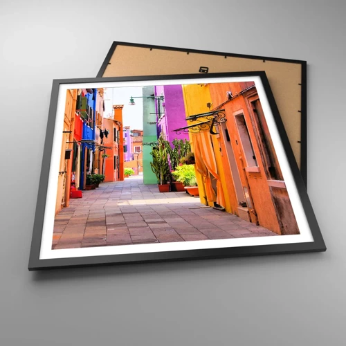 Poster in black frame - Rainbow Alley - 60x60 cm