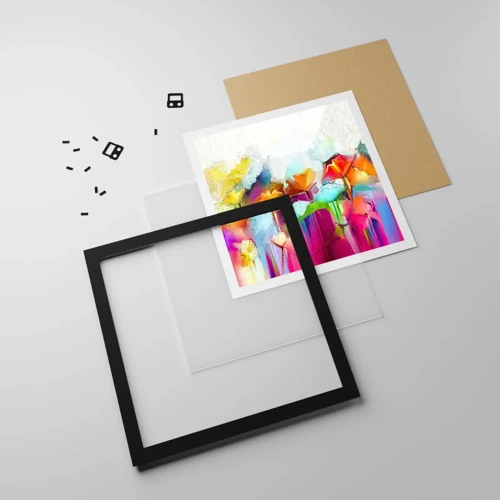 Poster in black frame - Rainbow Has Bloomed - 30x30 cm