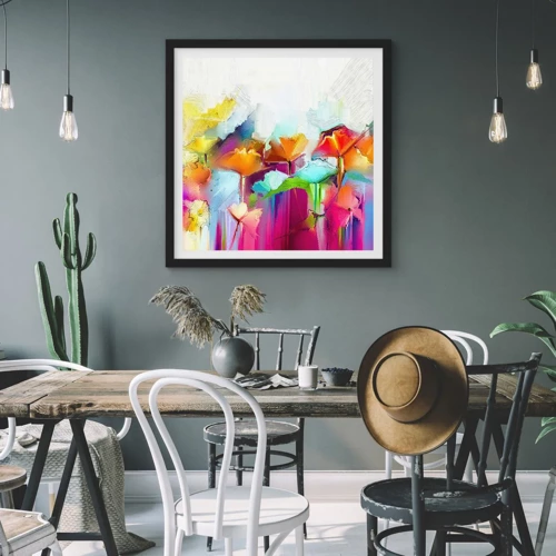 Poster in black frame - Rainbow Has Bloomed - 30x30 cm