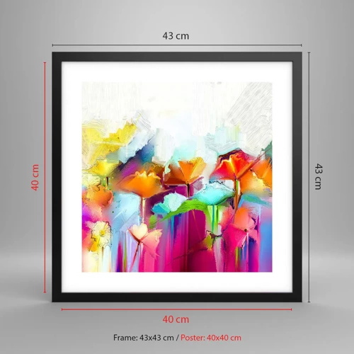 Poster in black frame - Rainbow Has Bloomed - 40x40 cm