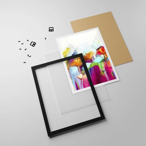 Poster in black frame - Rainbow Has Bloomed - 50x70 cm