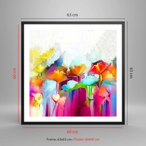 Poster in black frame - Rainbow Has Bloomed - 60x60 cm