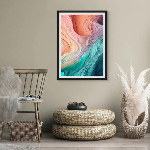 Poster in black frame - Rainbow Wave - 30x40 cm