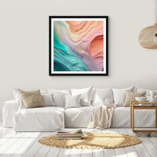 Poster in black frame - Rainbow Wave - 50x50 cm