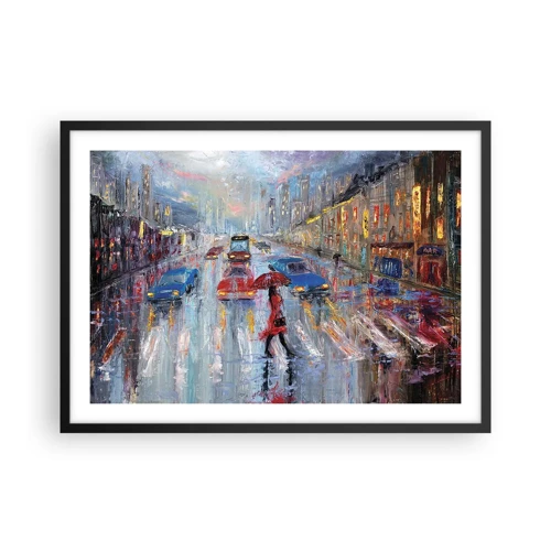 Poster in black frame - Rainy Afternoon in a City - 70x50 cm