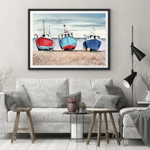 Poster in black frame - Ready for Fishing - 70x50 cm