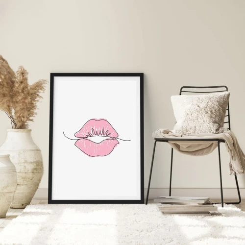 Poster in black frame - Ready for a Kiss? - 40x50 cm