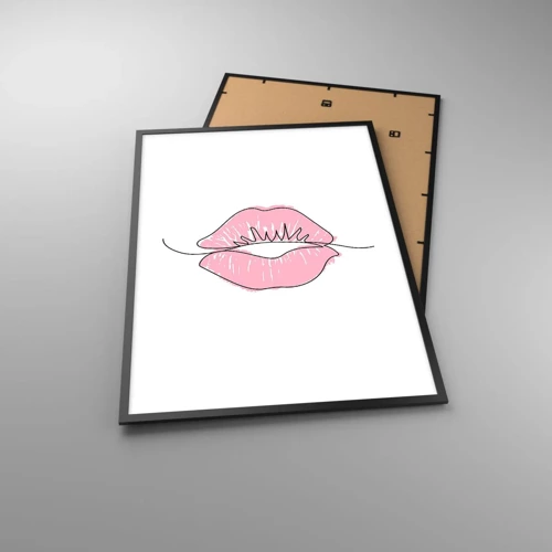 Poster in black frame - Ready for a Kiss? - 70x100 cm