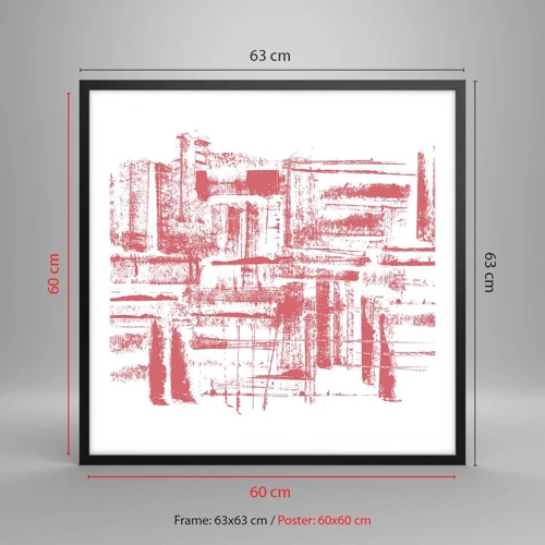 Poster in black frame - Red City - 60x60 cm