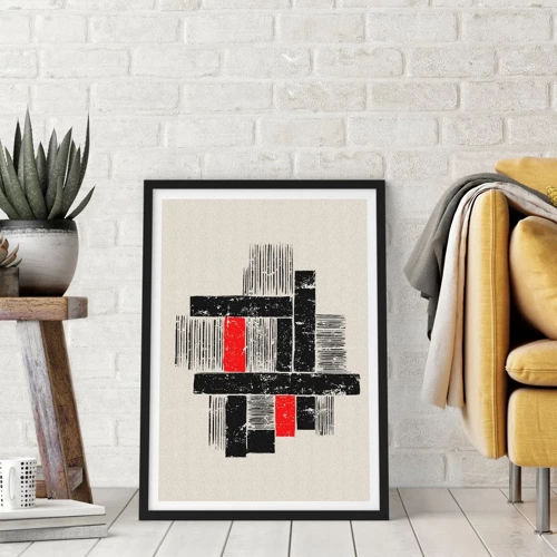 Poster in black frame - Red and Black - 50x70 cm