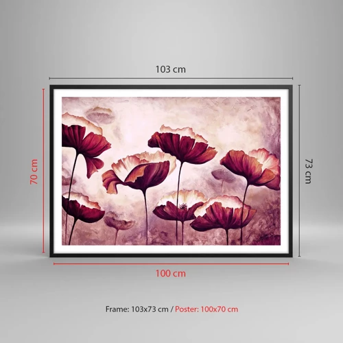 Poster in black frame - Red and White Flake - 100x70 cm