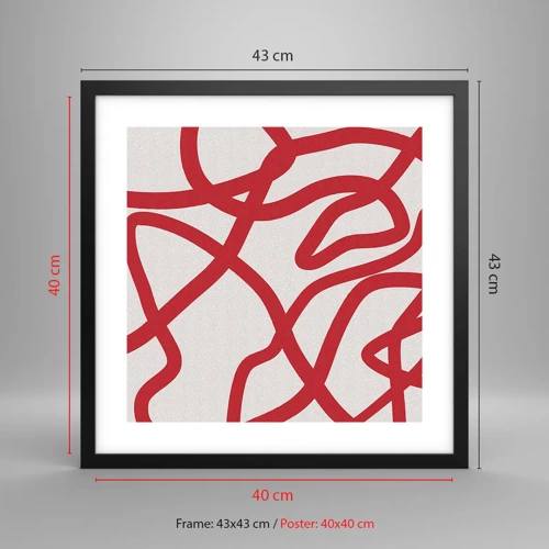 Poster in black frame - Red on White - 40x40 cm