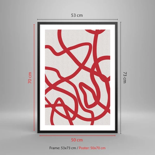 Poster in black frame - Red on White - 50x70 cm