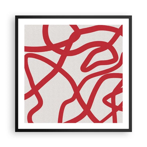 Poster in black frame - Red on White - 60x60 cm