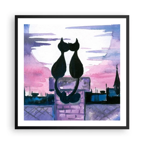 Poster in black frame - Rendezvous under the Moon - 60x60 cm