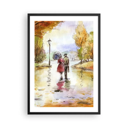 Poster in black frame - Romantic Autumn in a Park - 50x70 cm