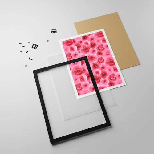 Poster in black frame - Roses at the Bottom and at the Top - 30x40 cm