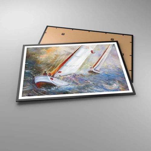 Poster in black frame - Running on the Waves - 100x70 cm