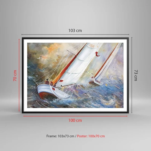 Poster in black frame - Running on the Waves - 100x70 cm