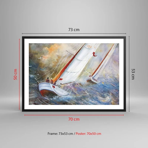 Poster in black frame - Running on the Waves - 70x50 cm