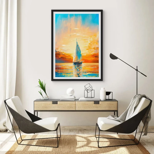 Poster in black frame - Sailing in Gold - 50x70 cm