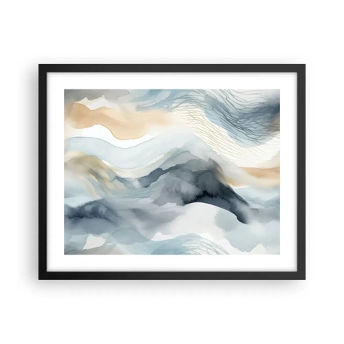 Poster in black frame - Snowy and Foggy Abstract - 50x40 cm