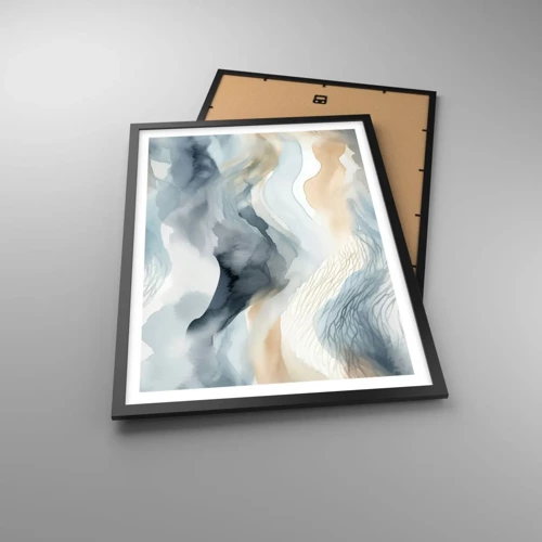 Poster in black frame - Snowy and Foggy Abstract - 50x70 cm