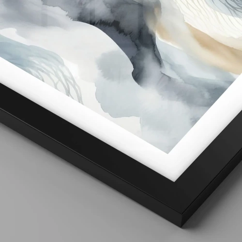 Poster in black frame - Snowy and Foggy Abstract - 50x70 cm