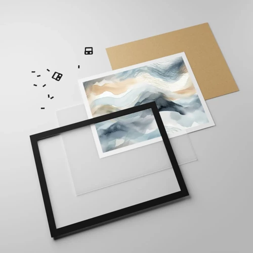 Poster in black frame - Snowy and Foggy Abstract - 91x61 cm