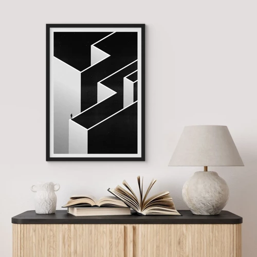 Poster in black frame - Solitude at the Top - 50x70 cm