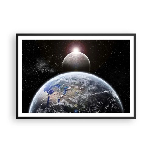 Poster in black frame - Space Landscape - Sunrise - 100x70 cm