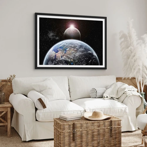 Poster in black frame - Space Landscape - Sunrise - 50x40 cm