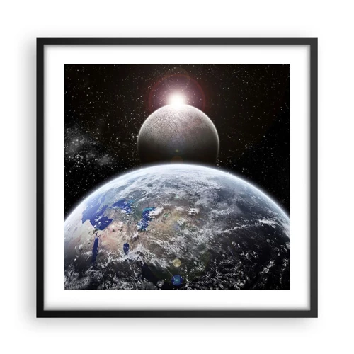Poster in black frame - Space Landscape - Sunrise - 50x50 cm