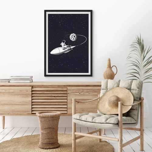 Poster in black frame - Space Surfer - 30x40 cm